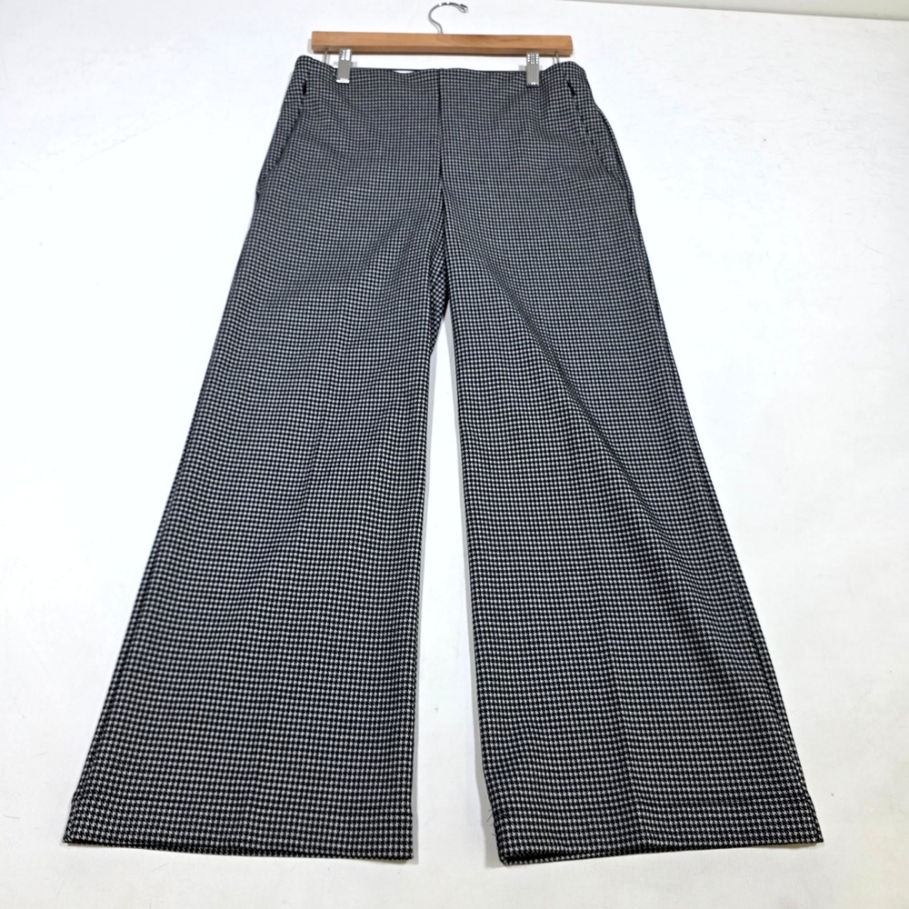 LOFT Dress Pants Womens MP Black White Houndstooth Wide Leg Petite Trousers